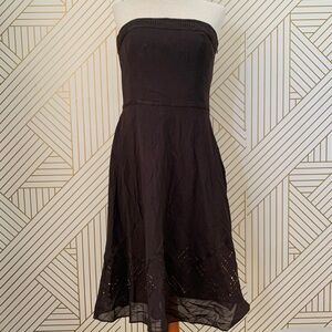 LOFT 100% cotton Y2K Strapless beaded sequin A line dress Flowy 90s 2000s 10